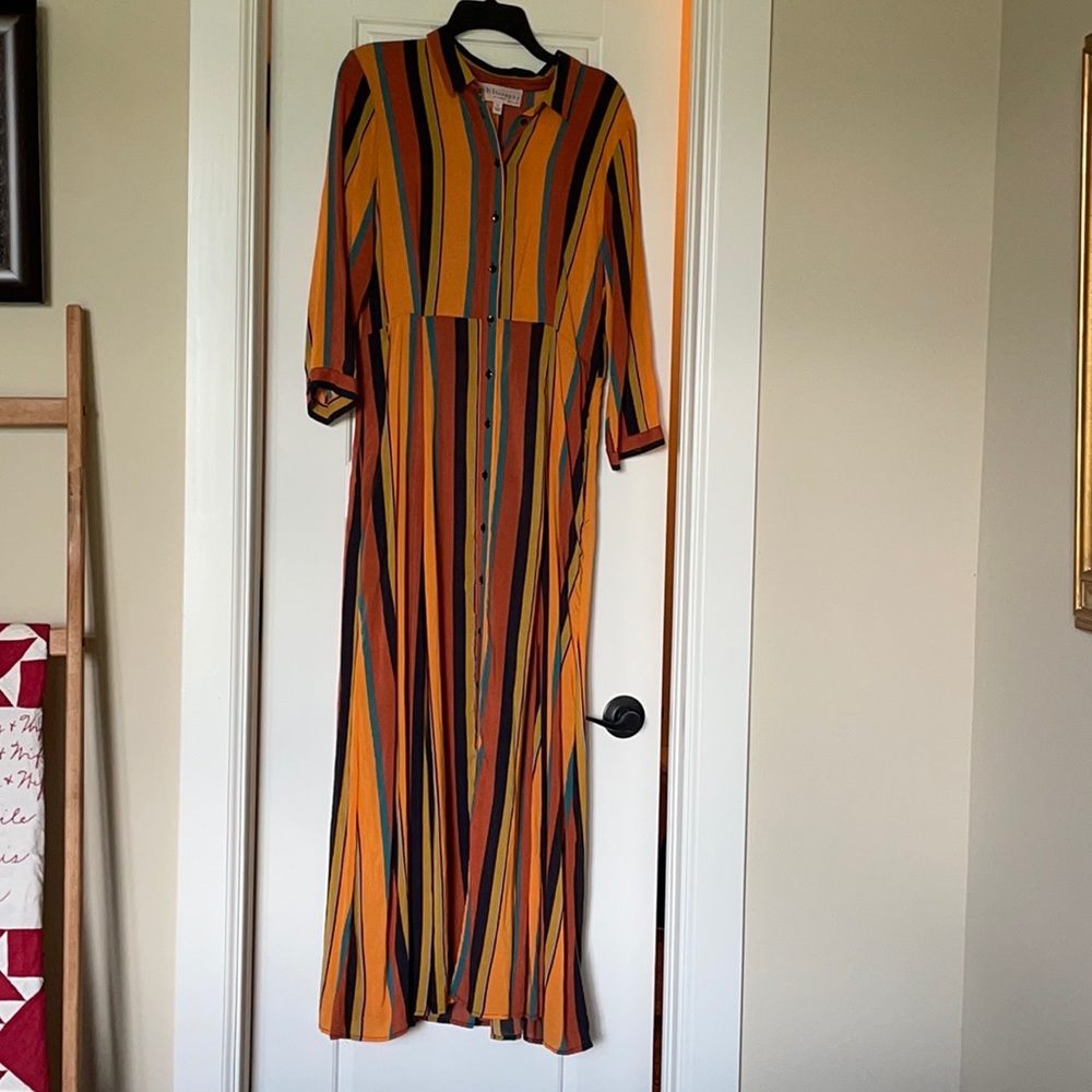 PHILOSOPHY Orange/Multi Striped Maxi dress